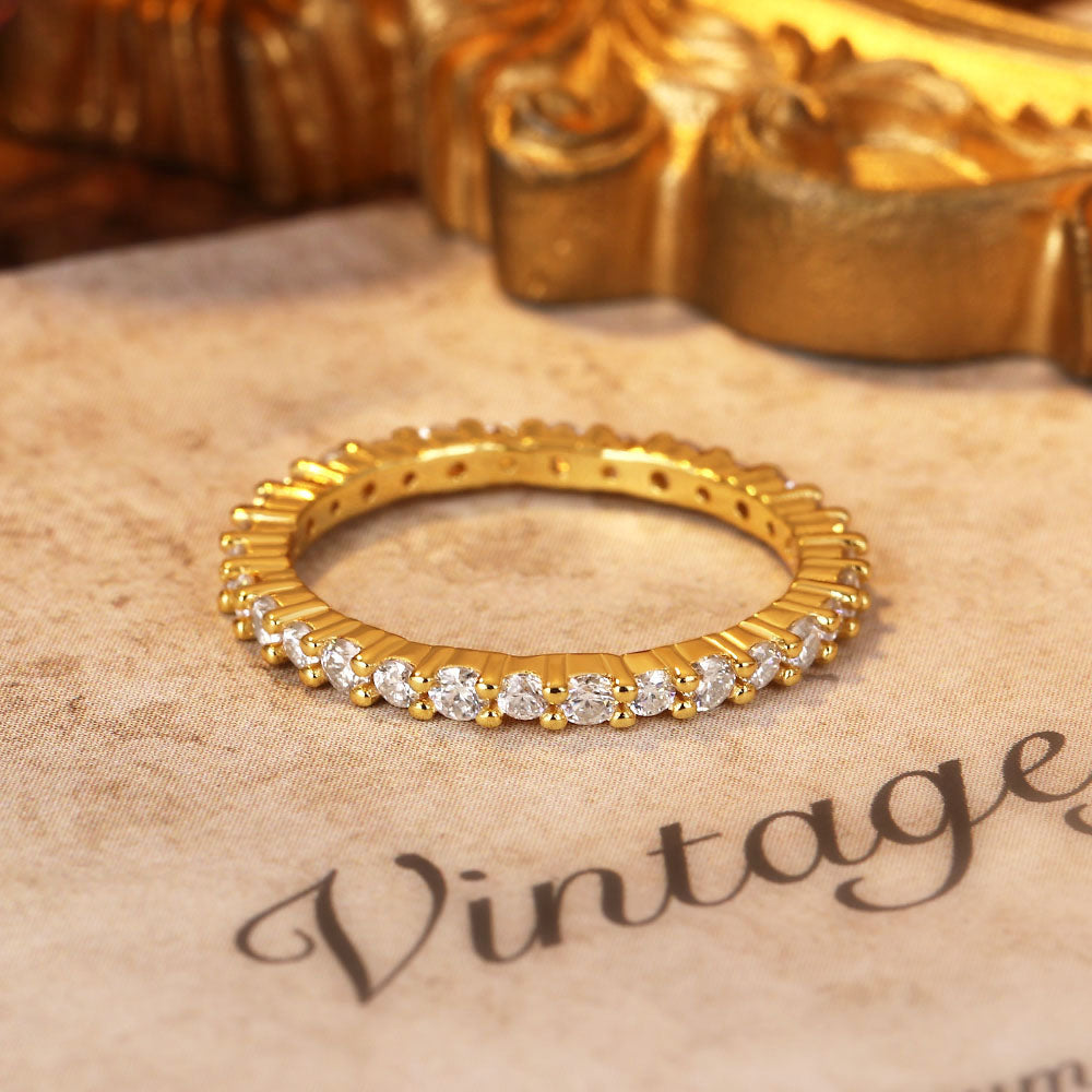 Round Cut Moissanite Eternity Wedding Band