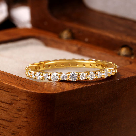 Round Cut Moissanite Eternity Wedding Band