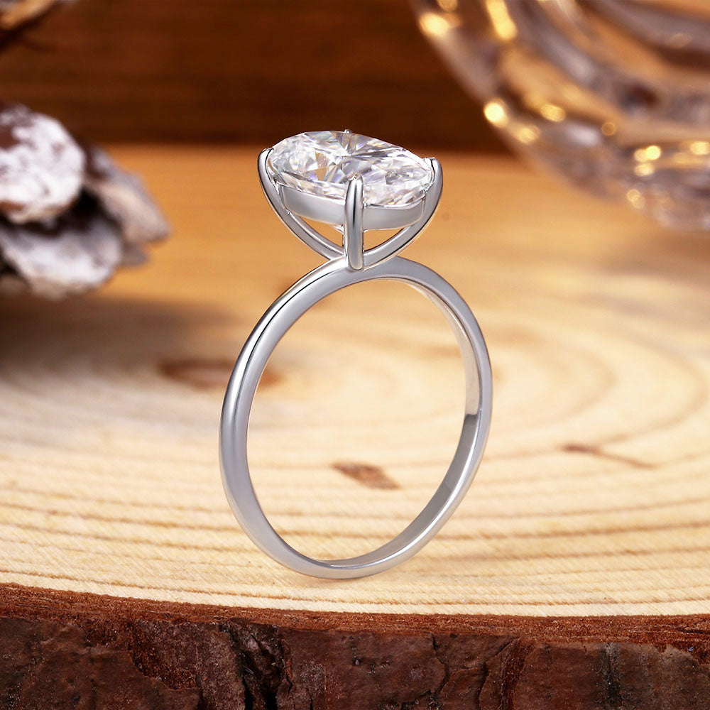 4 ct Oval Lab Moissanite Solitaire Engagement Ring