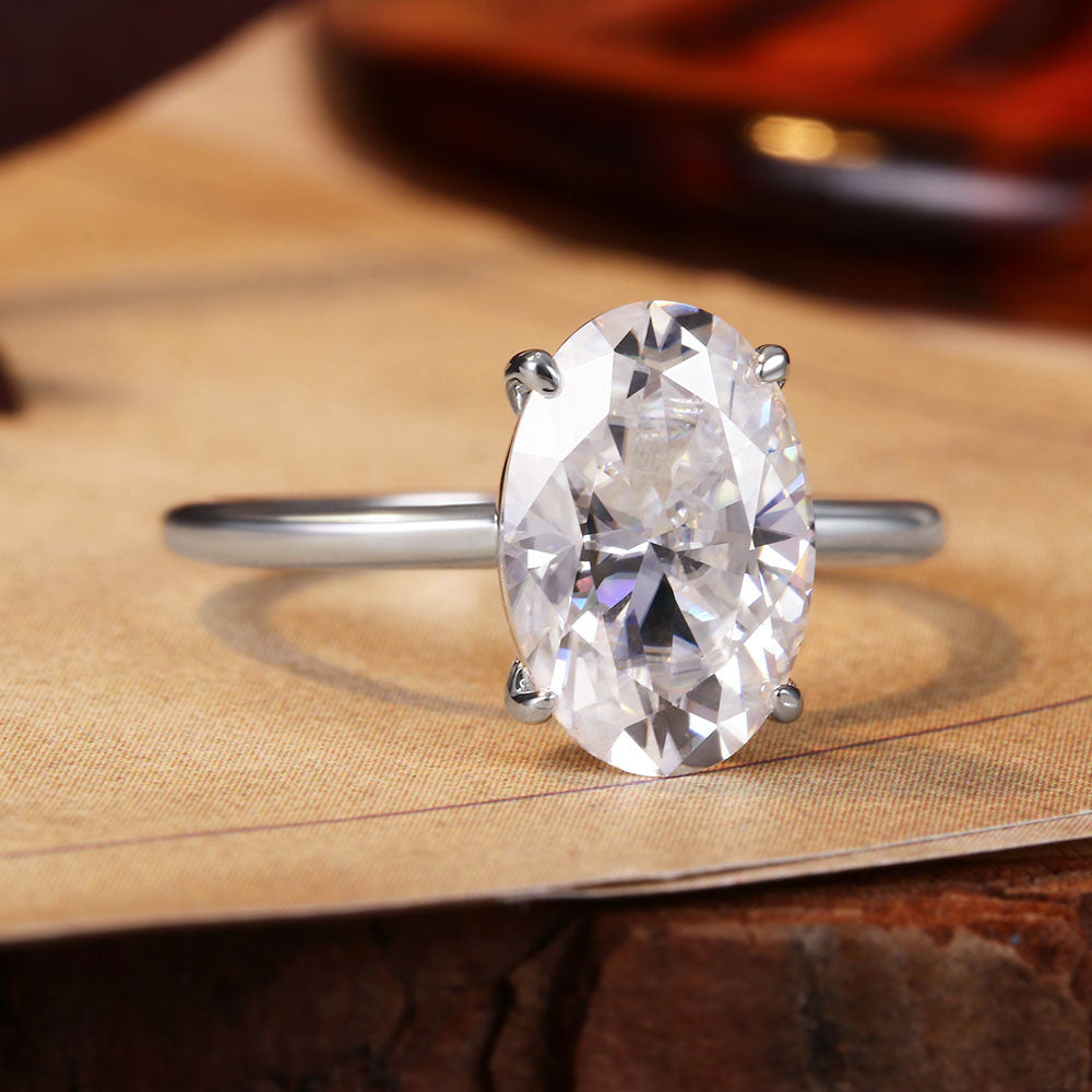 4 ct Oval Lab Moissanite Solitaire Engagement Ring