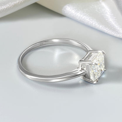 Asscher Moissanite Solitaire Engagement Ring