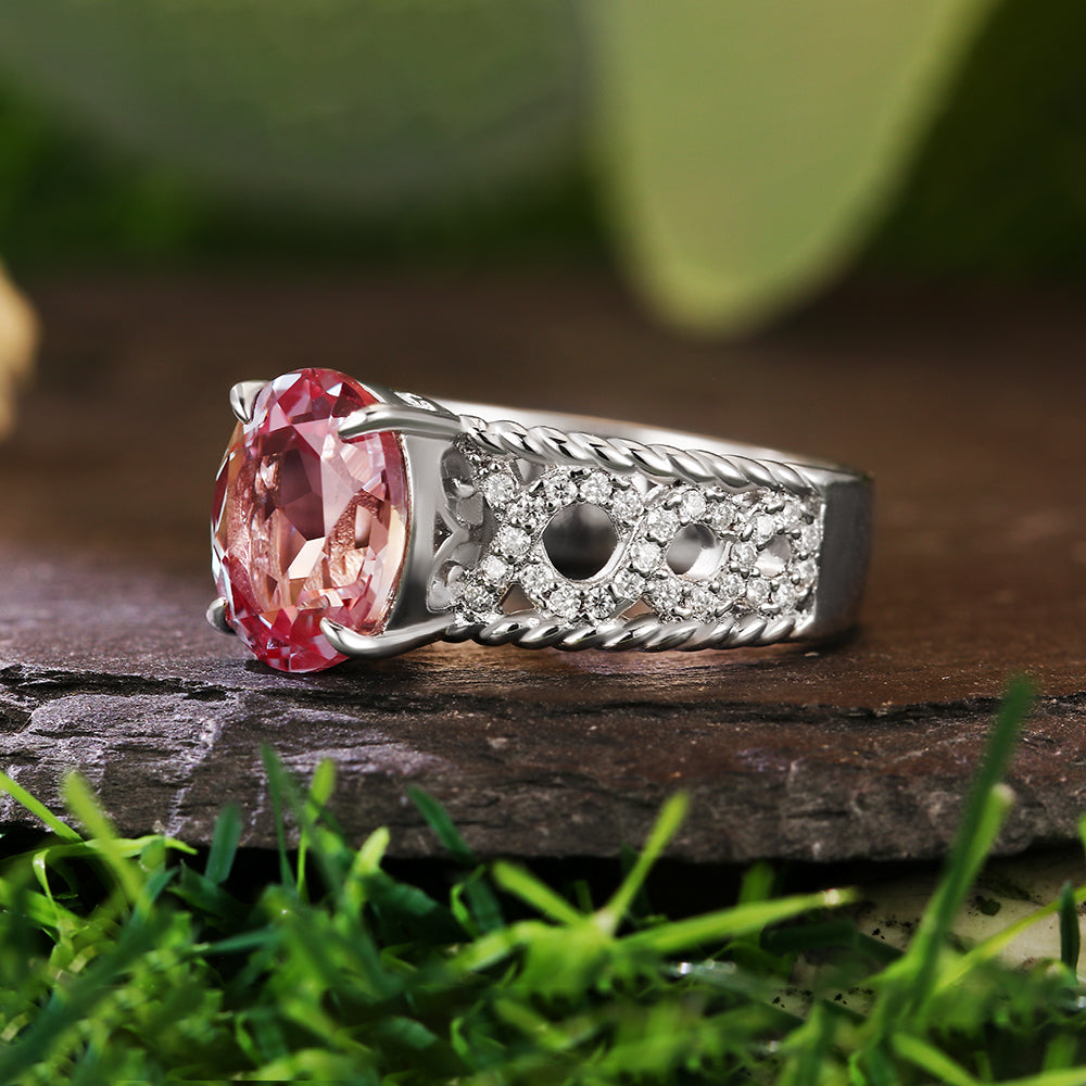 6.3Ct Oval Cut Lab Alexandrite Victorian Inspired Engagement Ring