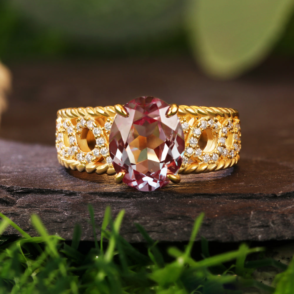 6.3Ct Oval Cut Lab Alexandrite Victorian Inspired Engagement Ring