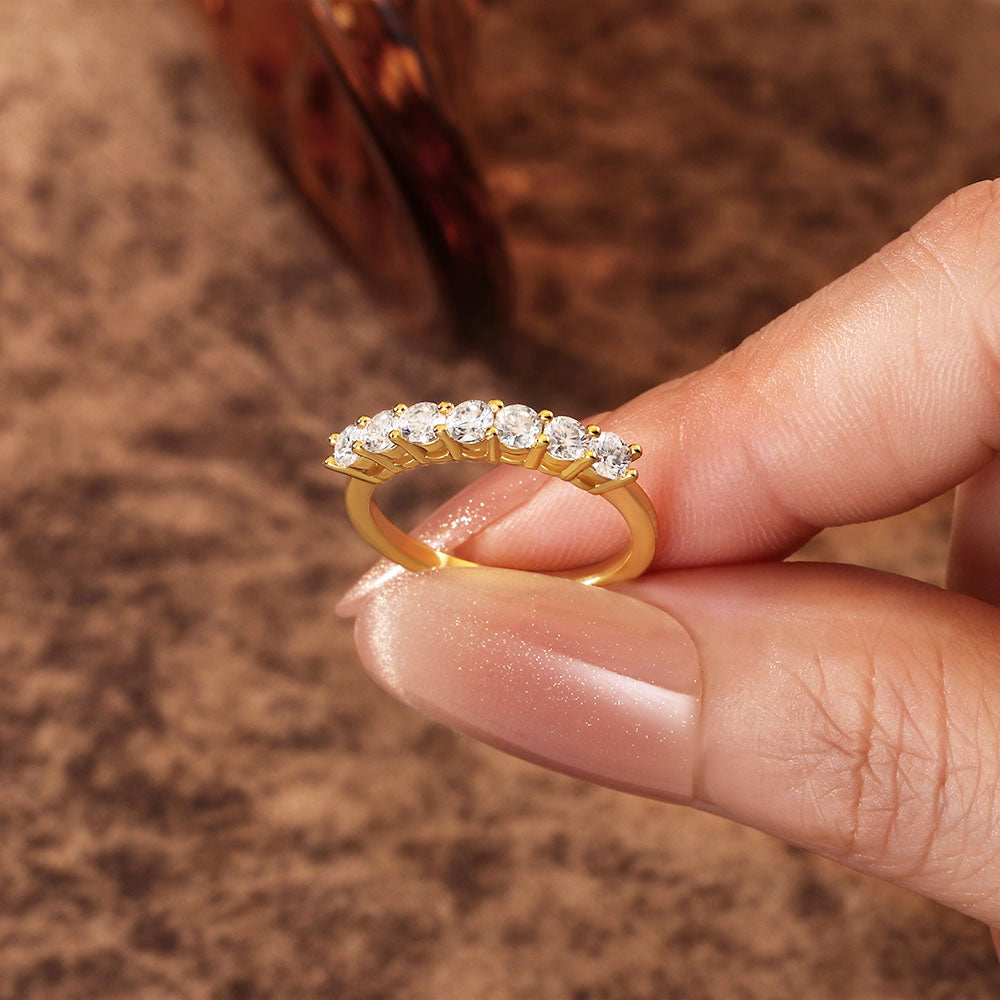 0.58 ct Round Cut Moissanite Half Eternity Wedding Ring