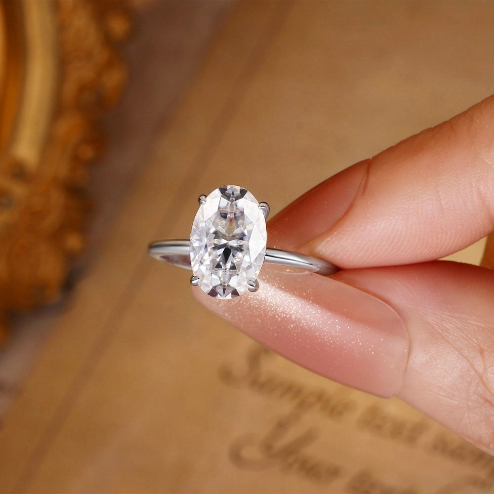 4 ct Oval Lab Moissanite Solitaire Engagement Ring