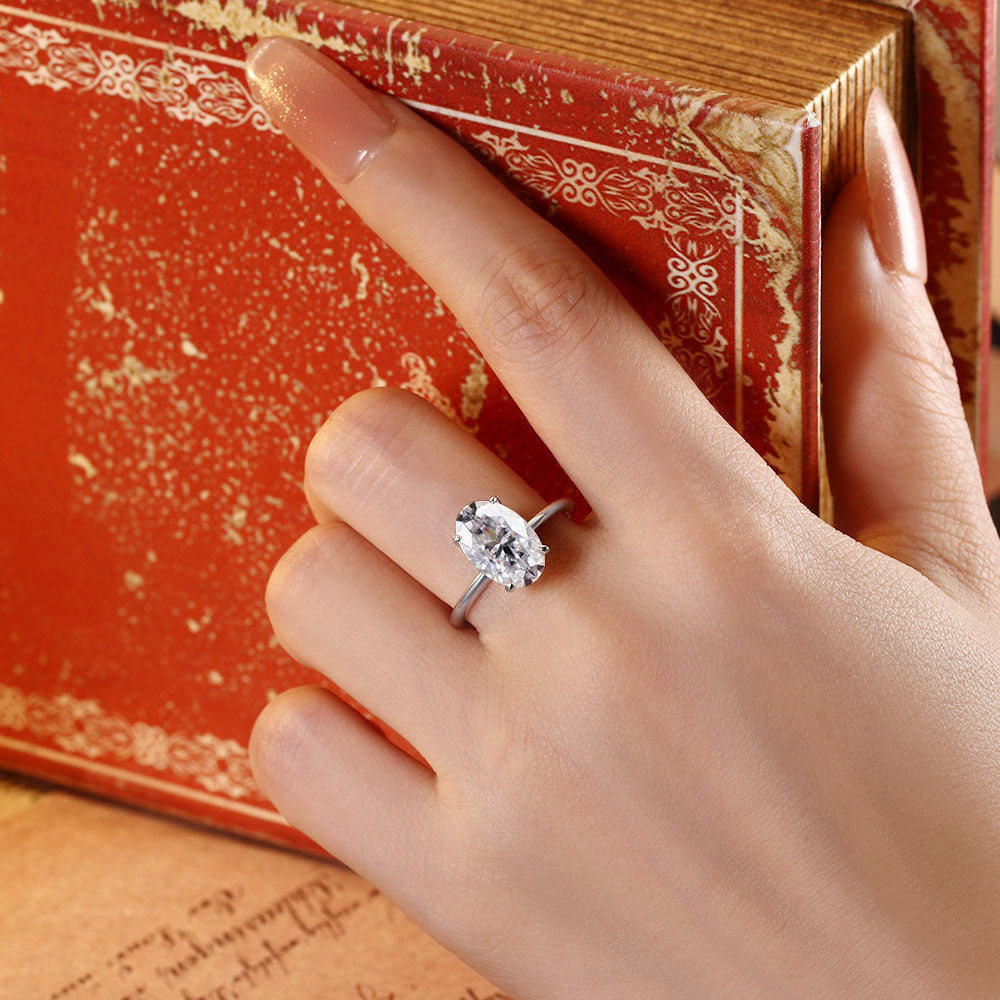 4 ct Oval Lab Moissanite Solitaire Engagement Ring
