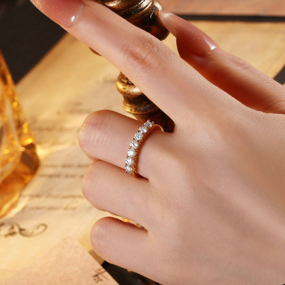 0.58 ct Round Cut Moissanite Half Eternity Wedding Ring