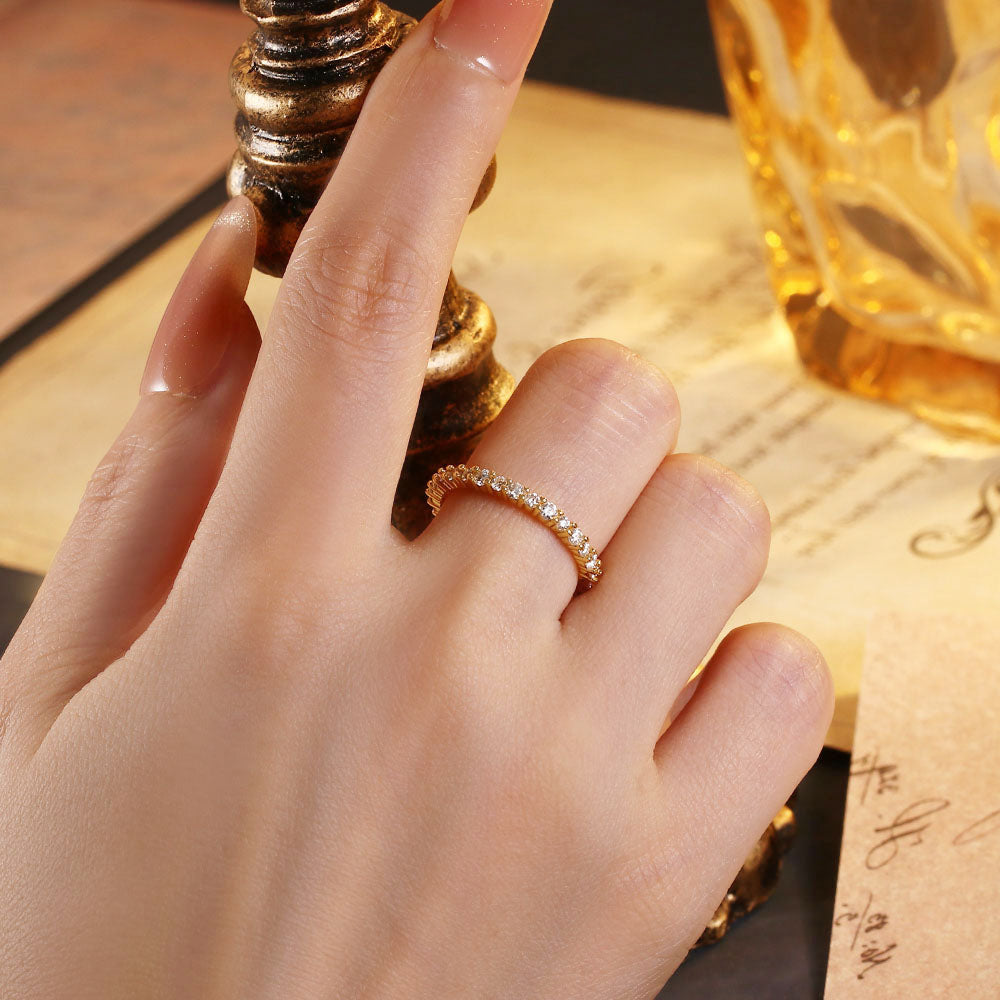 Round Cut Moissanite Eternity Wedding Band