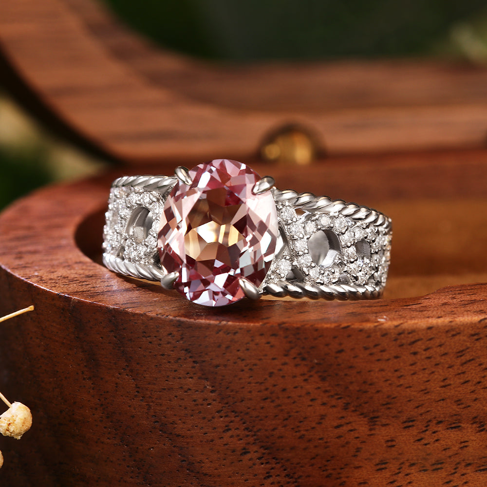 6.3Ct Oval Cut Lab Alexandrite Victorian Inspired Engagement Ring