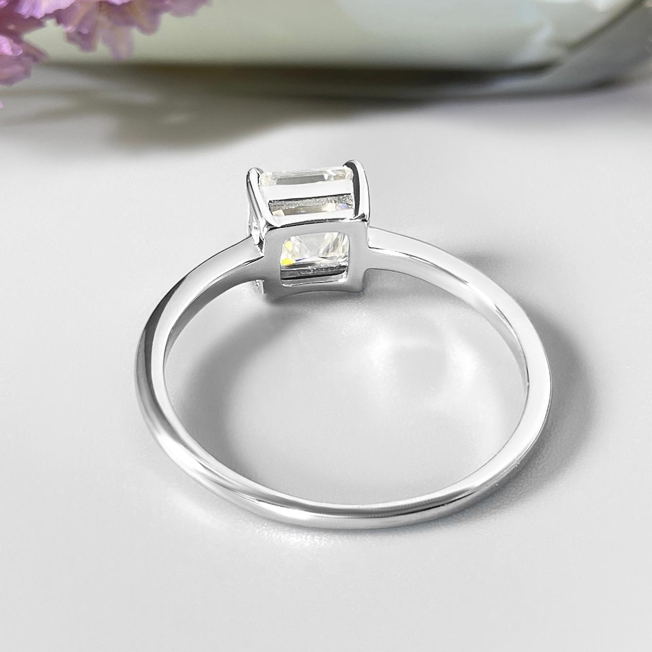 Asscher Moissanite Solitaire Engagement Ring