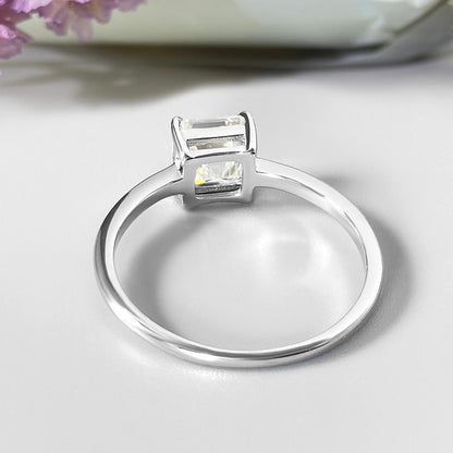 Asscher Moissanite Solitaire Engagement Ring