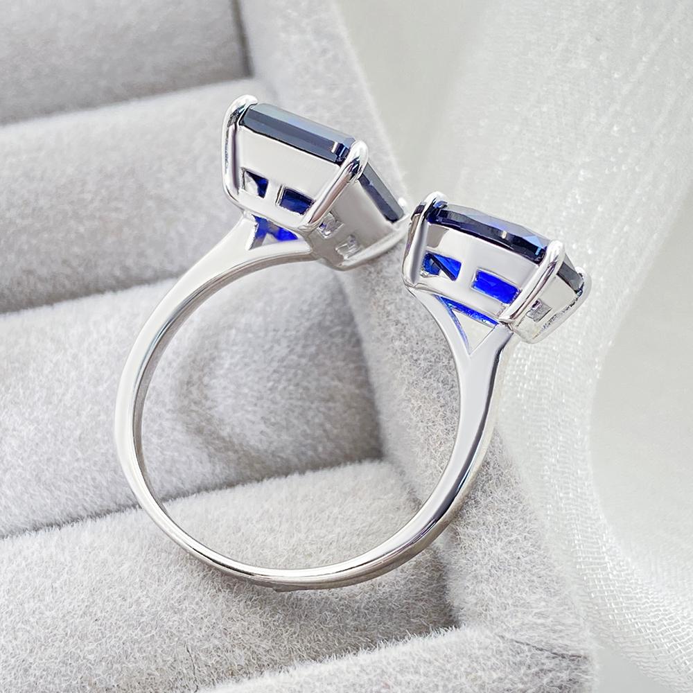 Toi et Moi 3.1 ct Emerald Cut & 2.49 ct Pear Lab Sapphire Stones Engagement Ring