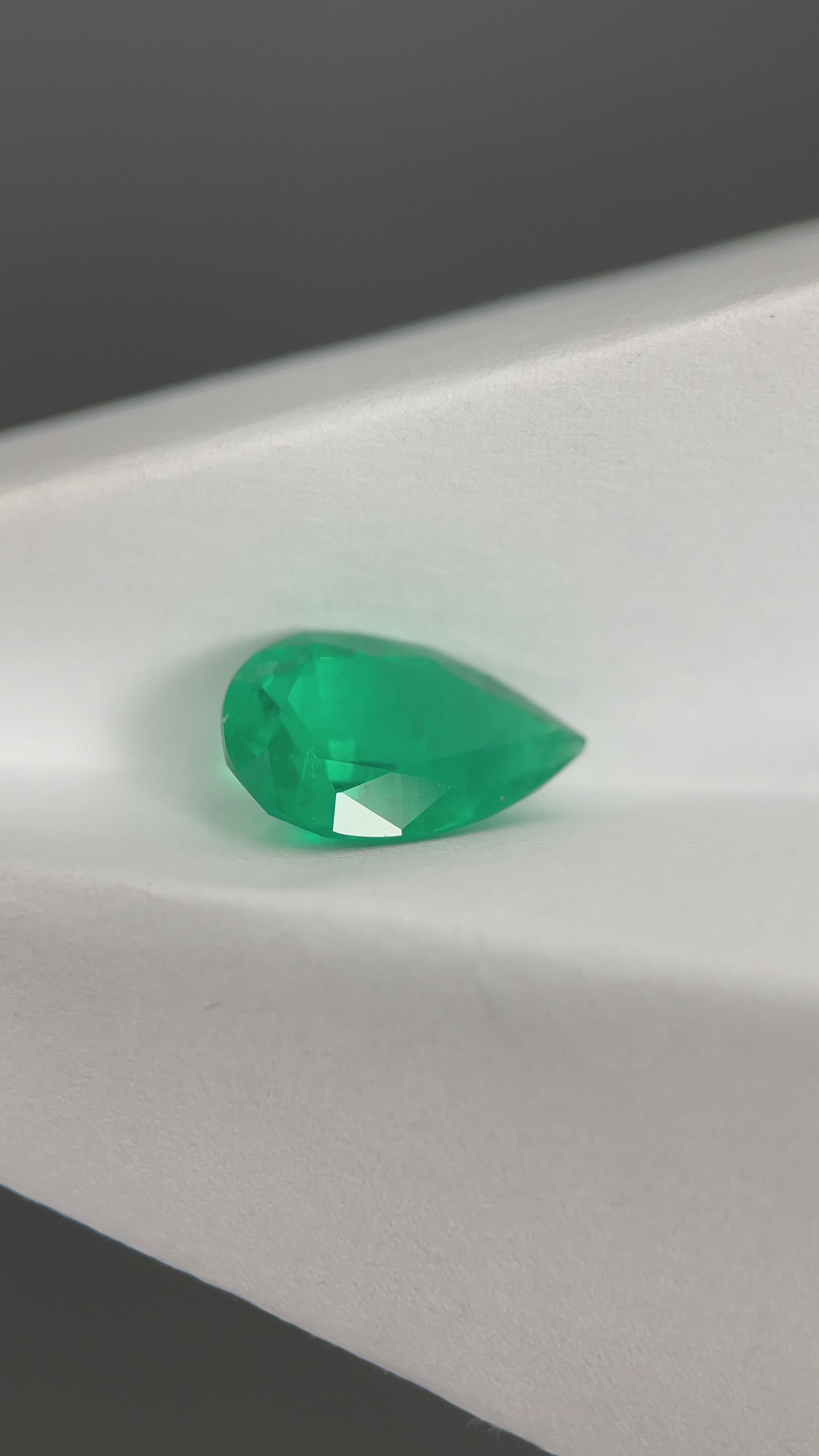 3.55 ct Pear Cut Lab Emerald Gemstone