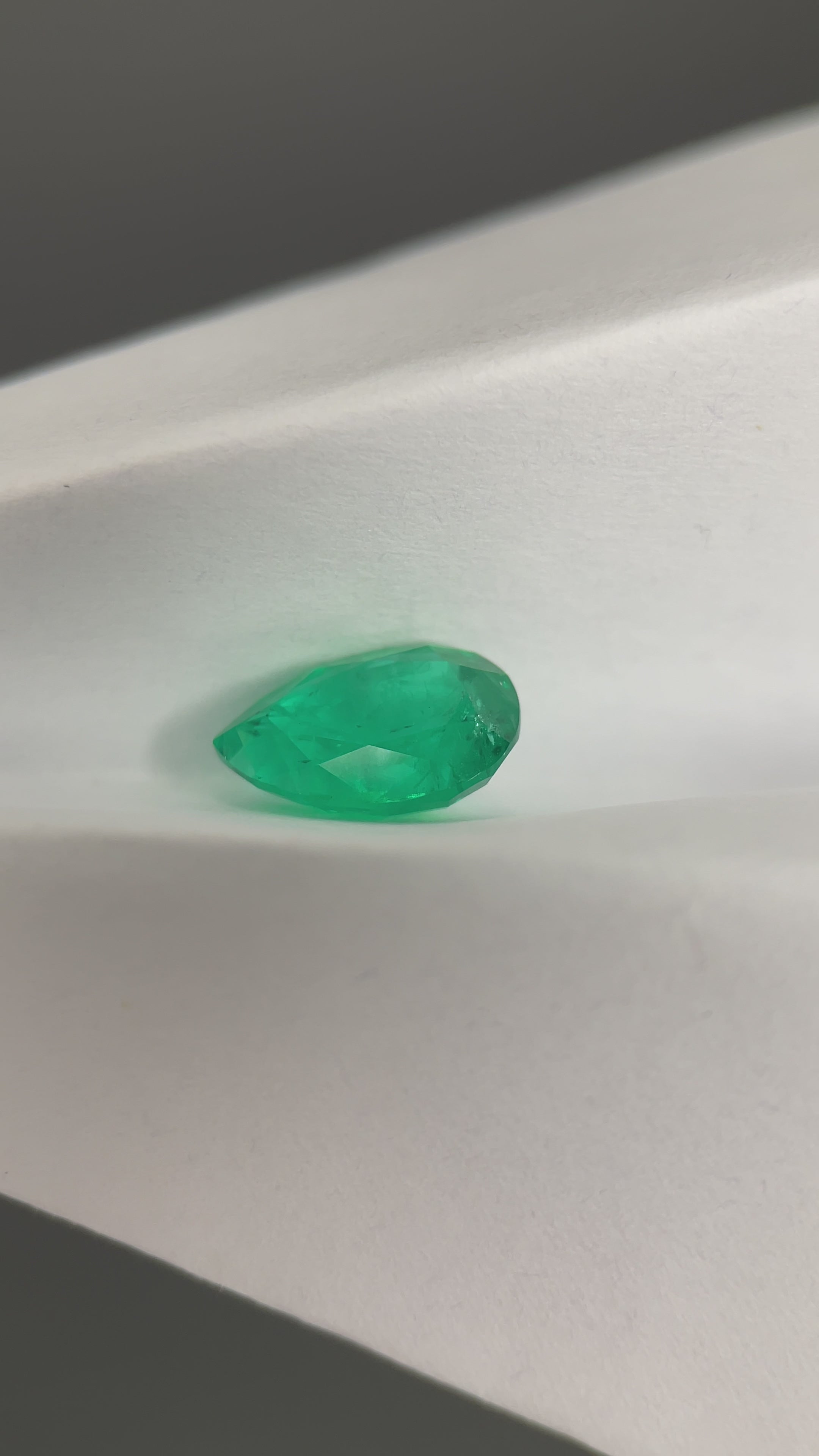 2.05 ct Pear Cut Lab Emerald Gemstone