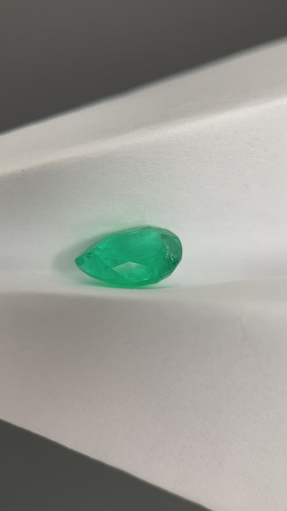 2.05 ct Pear Cut Lab Emerald Gemstone