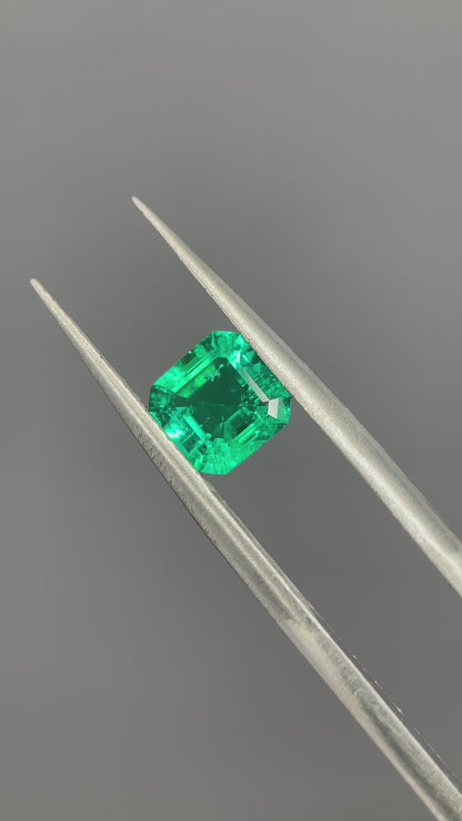1.35 ct Asscher Cut Lab Emerald Gemstone
